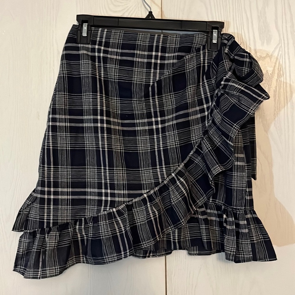 English Factory Plaid Wrap Skirt